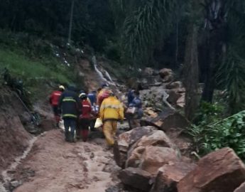 Chuva causa interdição de rodovia e pessoas precisam ser resgatadas em Alfredo Wagner