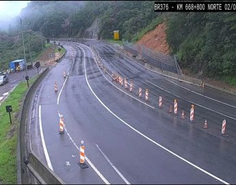 Trecho da BR-376 entre PR e SC volta a ser reaberto e ganha faixa adicional para tráfego após pintura de faixas