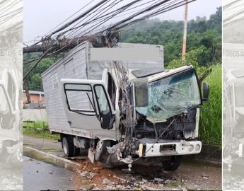 Motorista perde o controle e colide em poste na Rua Angelo Rubini, veja vídeo e imagens