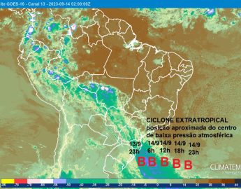 Ar polar entra no Sul e ciclone extratropical se afasta