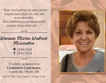 Plano Leier informa o falecimento de WANUSA MARIA WALTRICK MEZZALIRA