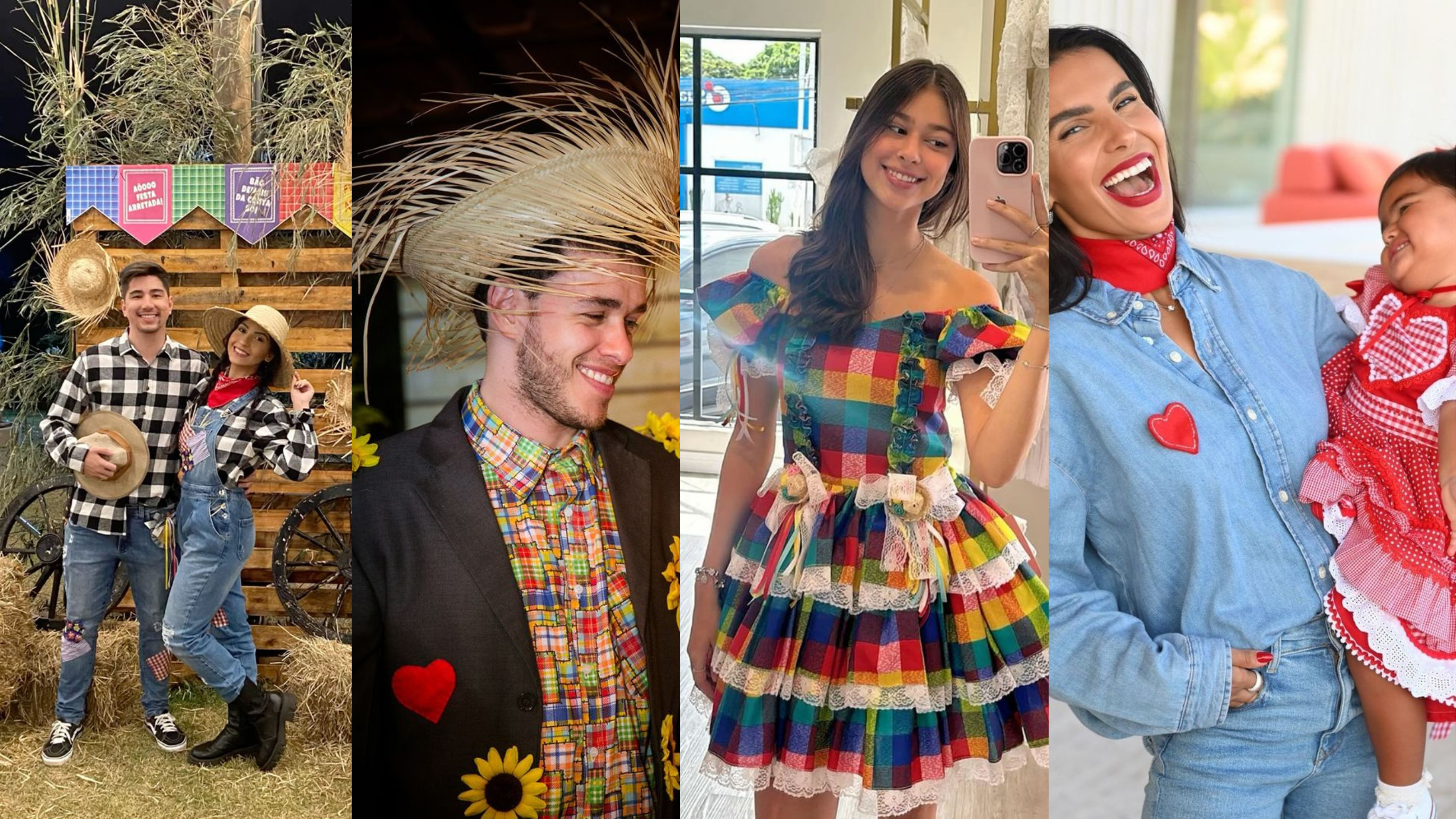 Trajes femininos, masculinos e infantis, festa junina