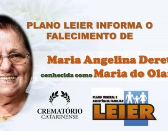 Plano Leier e Funerária Martins e Aroldi informam o falecimento de Maria Angelina Deretti, conhecida como Maria do Olamar