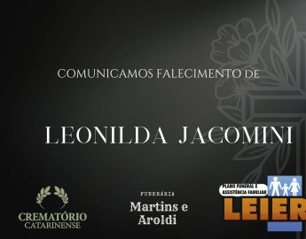 Plano Leier e Funerária Martins e Aroldi informam o falecimento de Leonilda Jacomini