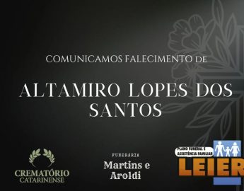 Plano Leier e Funerária Martins e Aroldi informam o falecimento de Altamiro Lopes dos Santos