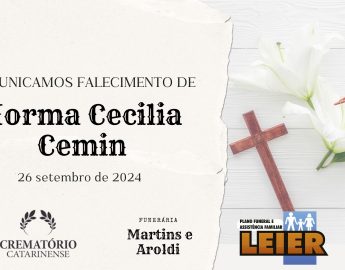 Plano Leier e Funerária Martins e Aroldi informam o falecimento de Norma Cecilia Cemin