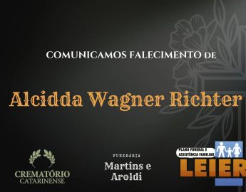 Plano Leier e Funerária Martins e Aroldi informam o falecimento de Alcidda Wagner Richter