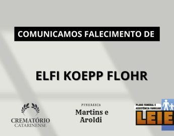 Plano Leier e Funerária Guaramirim informam o falecimento de Elfi Koepp Flohr