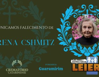 Plano Leier e Funerária Guaramirim informam o falecimento de Irena Cshmitz