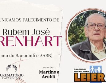 Plano Leier e Funerária Martins e Aroldi informam o falecimento de Rubem José Arenhart (Ecónomo do Baependi e AABB)