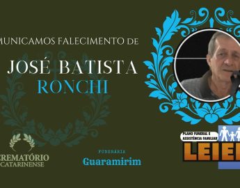 Plano Leier e Funerária Guaramirim informam o falecimento de José Batista Ronchi, “Zeca Ronchi”