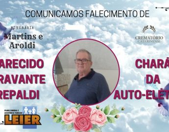 Plano Leier e Funerária Martins e Aroldi informam o falecimento de Aparecido Fioravante Crepaldi, conhecido como “Chará da Auto elétrica”