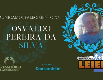 Plano Leier e Funerária Guaramirim informam o falecimento de Osvaldo Pereira da Silva