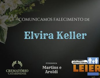 Plano Leier e Funerária Martins e Aroldi informam o falecimento de Elvira Keller