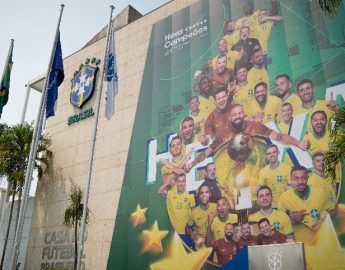 Futsal: Fachada da CBF homenageia campeões mundiais no Rio de Janeiro