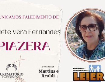 Plano Leier e Funerária Martins e Aroldi informam o falecimento de Gildete Vera Fernandes Piazera