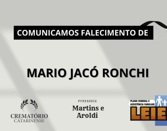 Plano Leier e Funerária Martins e Aroldi informam o falecimento de Mario Jacó Ronchi