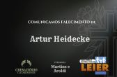 Plano Leier e Funerária Martins e Aroldi informam o falecimento de Artur Heidecke