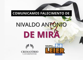 Plano Leier e Funerária Guaramirim informam o falecimento de Nivaldo Antonio de Mira