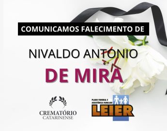 Plano Leier e Funerária Guaramirim informam o falecimento de Nivaldo Antonio de Mira