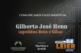 Plano Leier e Funerária Martins e Aroldi informam o falecimento de Gilberto José Henn