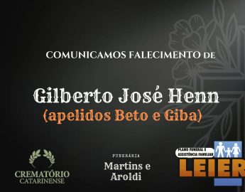 Plano Leier e Funerária Martins e Aroldi informam o falecimento de Gilberto José Henn