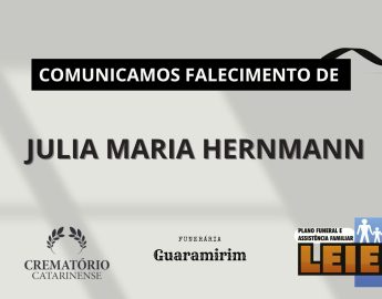 Plano Leier e Funerária Guaramirim informam o falecimento de Julia Maria Hernmann