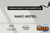 Plano Leier e a Funerária Martins e Aroldi comunicam o falecimento de Nanci Neitzel