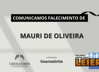 Plano Leier e Funerária Guaramirim informam o falecimento de Mauri de Oliveira