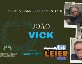 Plano Leier e Funerária Guaramirim informam o falecimento de João Vick