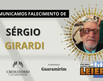 Plano Leier e Funerária Guaramirim informam o falecimento de Sérgio Girardi