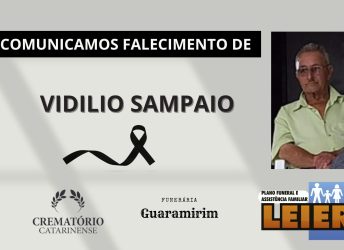 Plano Leier e Funerária Guaramirim informam o falecimento de Vidilio Sampaio