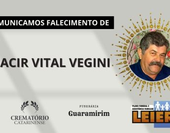 Plano Leier e a Funerária Guaramirim comunicam o falecimento de Moacir Vital Vegini