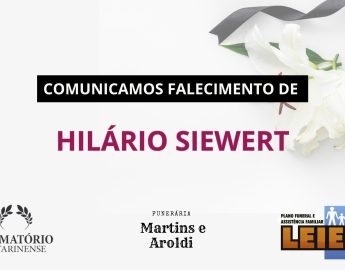 Plano Leier e a Funerária Martins e Aroldi comunicam o falecimento de Hilário Siewert