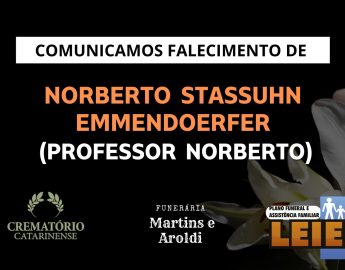 Plano Leier e a Funerária Martins e Aroldi comunicam o falecimento de Norberto Stassuhn Emmendoerfer