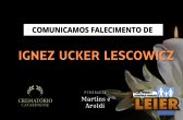 Plano Leier e a Funerária Martins e Aroldi comunicam o falecimento de Ignez Ucker Lescowicz