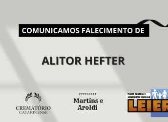 Plano Leier e a Funerária Martins e Aroldi comunicam o falecimento de Alitor Hefter