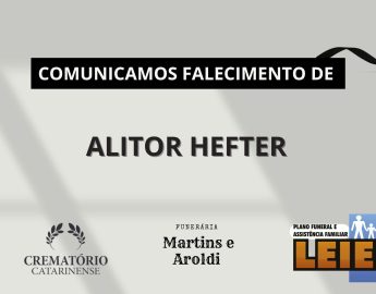 Plano Leier e a Funerária Martins e Aroldi comunicam o falecimento de Alitor Hefter