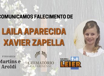 Plano Leier e a Funerária Martins e Aroldi comunicam o falecimento de Laila Aparecida Xavier Zapella