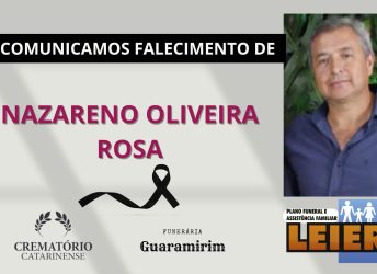 Plano Leier e a Funerária Guaramirim comunicam o falecimento de Nazareno Oliveira Rosa