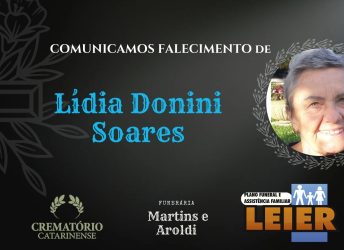 Plano Leier e a Funerária Martins e Aroldi comunicam o falecimento de Lídia Donini Soares