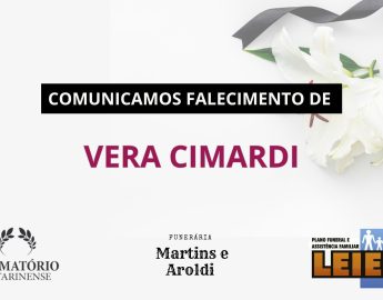 Plano Leier e a Funerária Martins e Aroldi comunicam o falecimento de Vera Cimardi