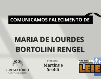 Plano Leier e a Funerária Martins e Aroldi comunicam o falecimento de Maria de Lourdes Bortolini Rengel