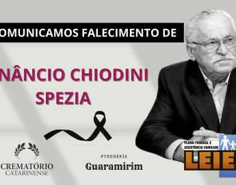 Plano Leier e a Funerária Guaramirim comunicam o falecimento de Venâncio Chiodini Spezia