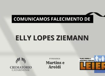 Plano Leier e a Funerária Martins e Aroldi comunicam o falecimento de Elly Lopes Ziemann